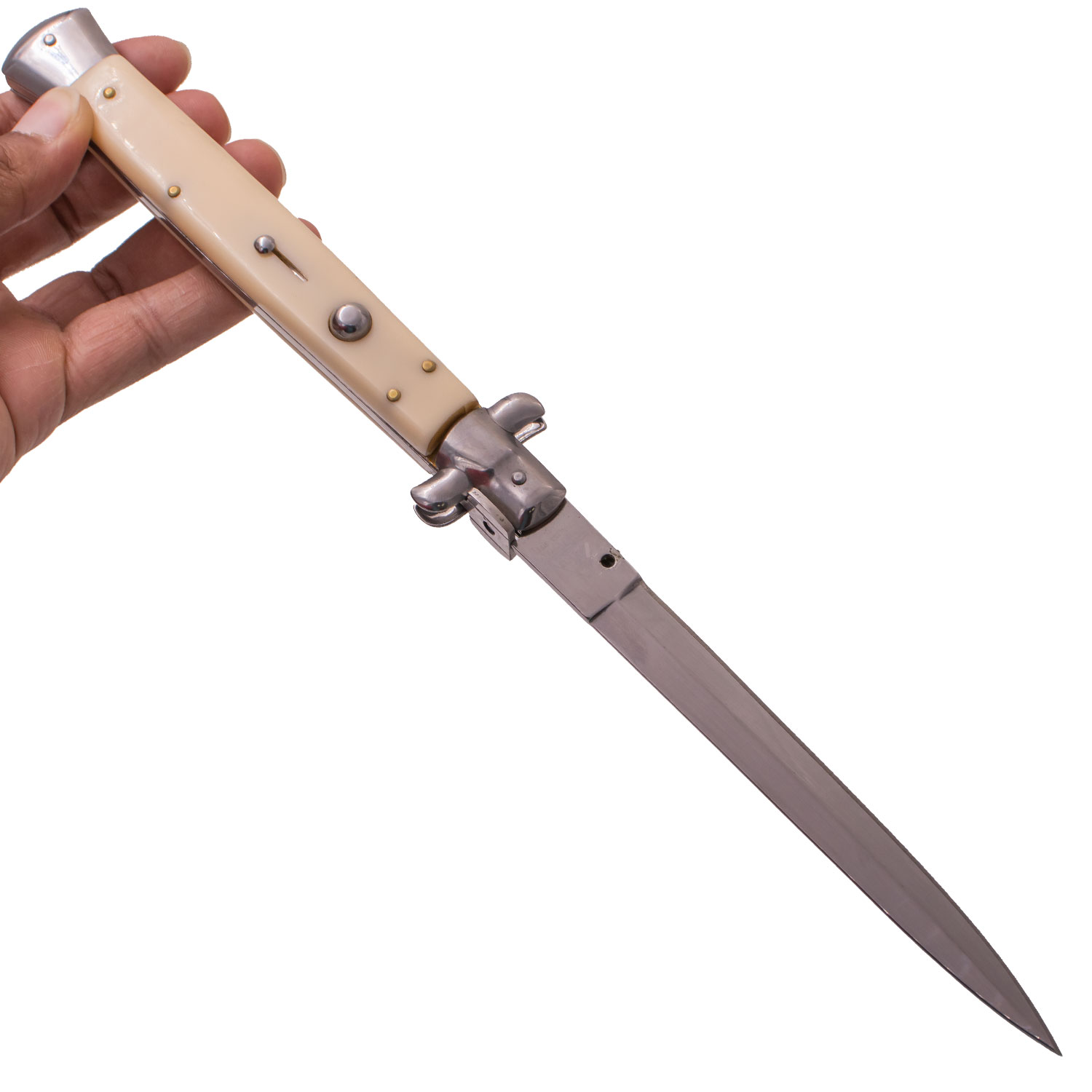 AKC 13 Inch Automatic Stiletto Italiano Button Push Knife (Wild Bone)